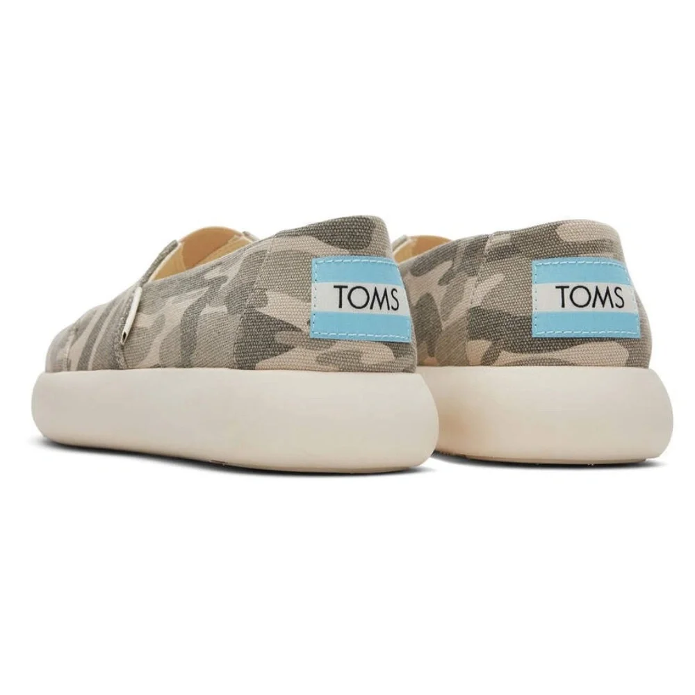 TOMS Alpargata Mallow Taupe Grey Forest Camo Print Shoe Slip On Loafer - Picture 3 of 9